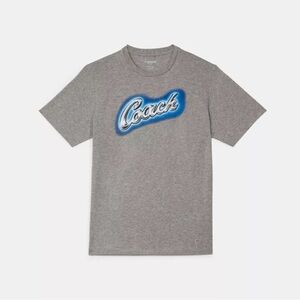 Coach Heather Gray Tee with Airbrushed Blue Logo